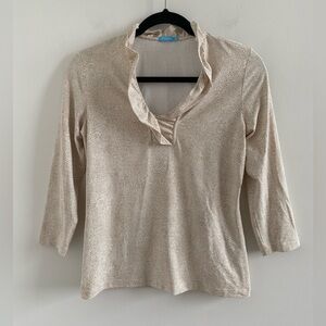 J. McLaughlin Durham Ruffle Catalina Cloth Blouse Size XS